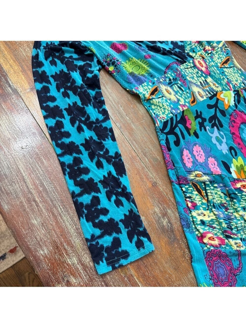 Fashion Fuse Teal Pink Floral Patchwork Dress Small - Picture 3 of 11